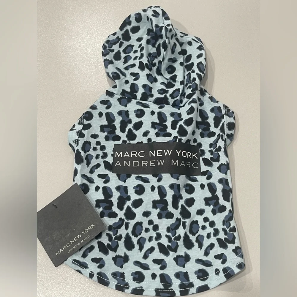 Marc New York Blue Cheetah Pet Dog Hoodie Shirt Size Small NEW